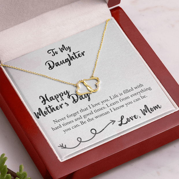 Gold Necklace, 18 Diamonds, Daughter Happy Mother's Day, Mom - Kubby&Co Worldwide