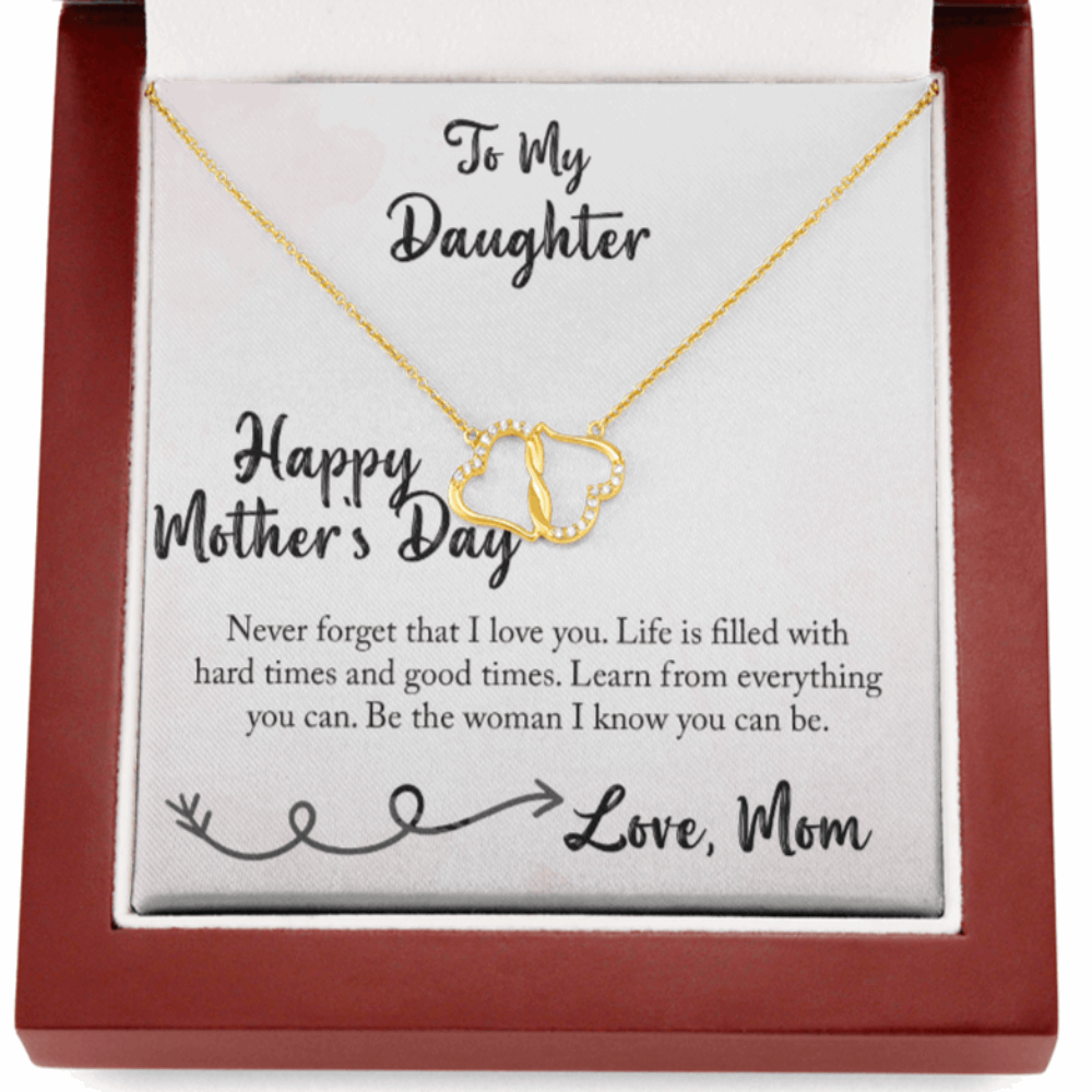 Gold Necklace, 18 Diamonds, Daughter Happy Mother's Day, Mom - Kubby&Co Worldwide