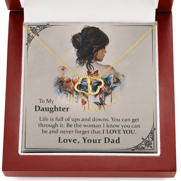 Gold Necklace, 18 Diamonds, My Daughter I Love You Dad - Kubby&Co Worldwide