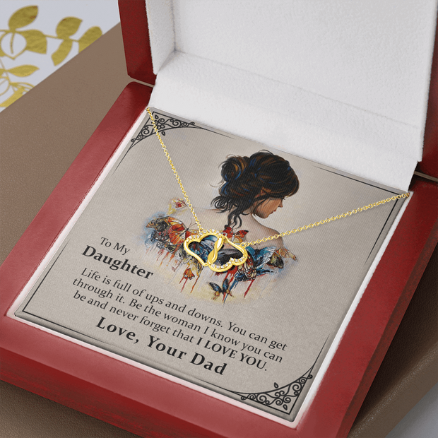 Gold Necklace, 18 Diamonds, My Daughter I Love You Dad - Kubby&Co Worldwide