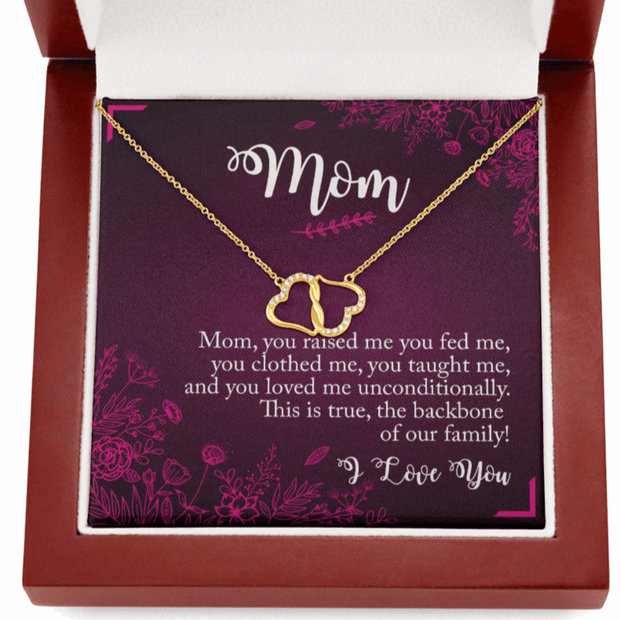 Gold Necklace, 18 Diamonds, Mom You Are The Backbone - Kubby&Co Worldwide