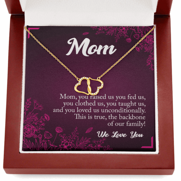 Gold Necklace, 18 Diamonds, Mom You Are The Backbone - Kubby&Co Worldwide