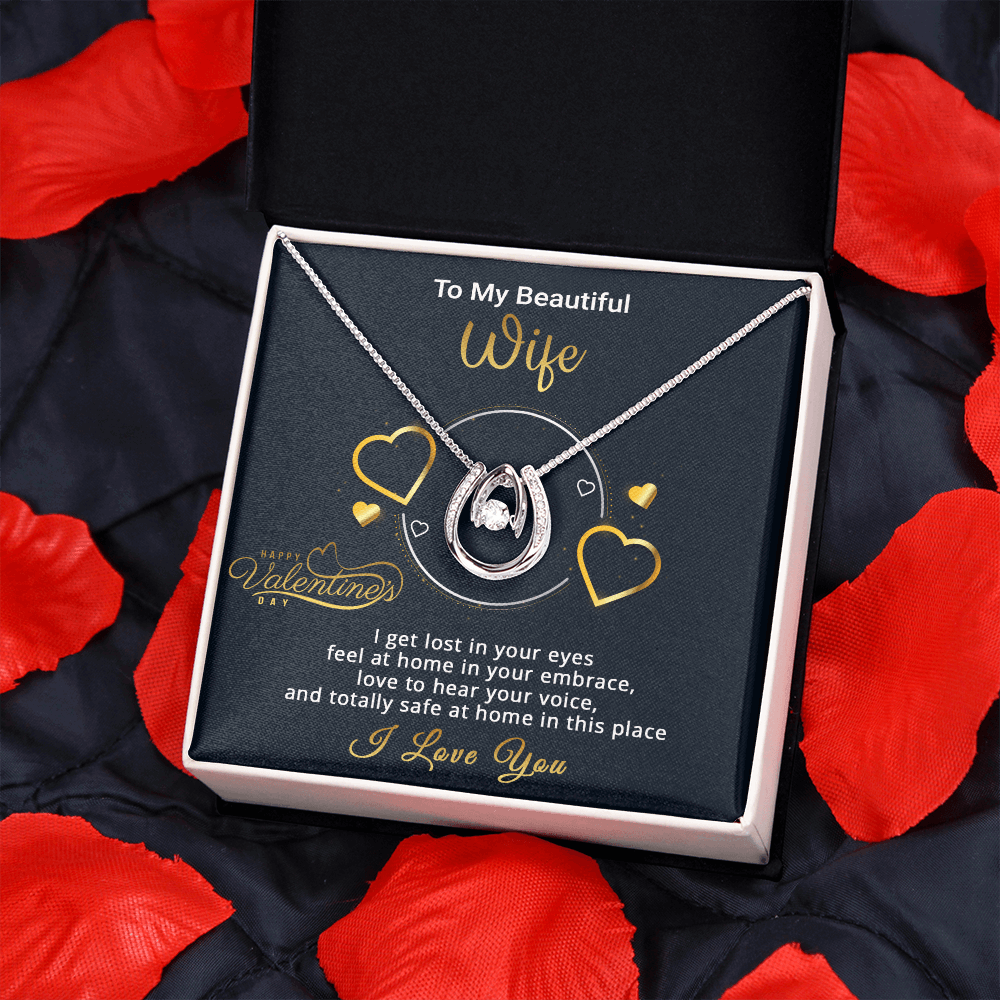 Gold Necklace, Personalized Message Card, To My Beautiful Wife - Kubby&Co Worldwide