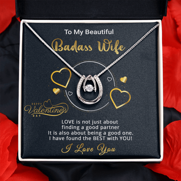 Gold Necklace, Personalized Message Card, To My Badass Wife - Kubby&Co Worldwide