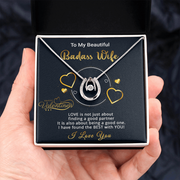 Gold Necklace, Personalized Message Card, To My Badass Wife - Kubby&Co Worldwide