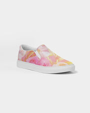 Women's Slip - On Canvas Shoe, Custom Design, Pink Floral Bliss - Kubby&Co Worldwide