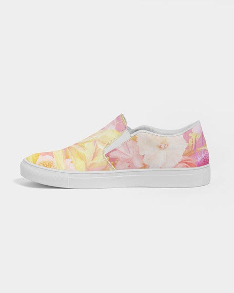 Women's Slip-On Canvas Shoe, Custom Design, Pink Floral Bliss - Kubby&Co Worldwide