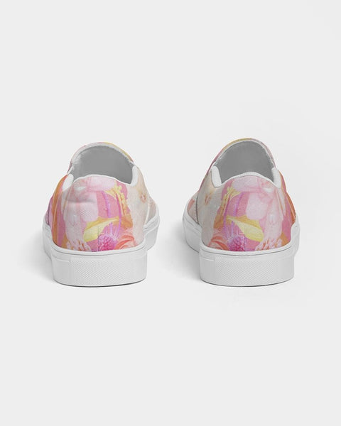 Women's Slip-On Canvas Shoe, Custom Design, Pink Floral Bliss - Kubby&Co Worldwide