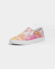 Women's Slip - On Canvas Shoe, Custom Design, Pink Floral Bliss - Kubby&Co Worldwide