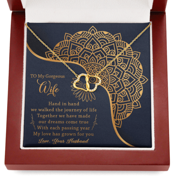 Gold Necklace, 18 Diamonds, My Gorgeous Wife Hand In Hand - Kubby&Co Worldwide