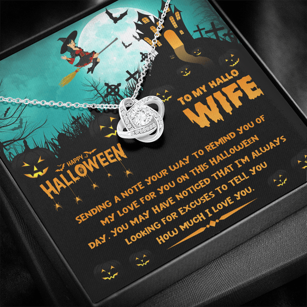 Gold Necklace, Happy Halloween, Knot Necklace, To My Wife - Kubby&Co Worldwide