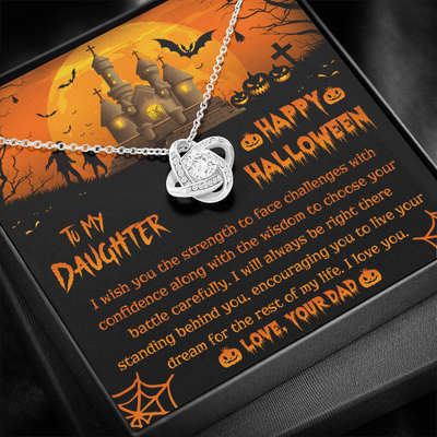 Gold Women's Necklace, Happy Halloween Daughter - Kubby&Co Worldwide
