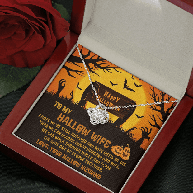 Gold Necklace, Happy Halloween, Love Knot Necklace, My Hallow Wife - Kubby&Co Worldwide