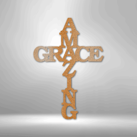 Wall Art, Personalized Laser Cut Superior Steel Signs, Amazing Grace Cross - Kubby&Co Worldwide