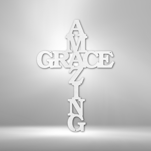 Wall Art, Personalized Laser Cut Superior Steel Signs, Amazing Grace Cross - Kubby&Co Worldwide