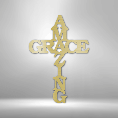 Wall Art, Personalized Laser Cut Superior Steel Signs, Amazing Grace Cross - Kubby&Co Worldwide