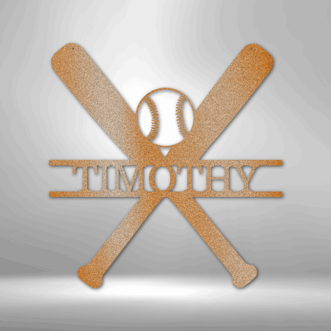 Wall Art, Personalized Baseball Laser Cut Steel Sign, Batter Up - Kubby&Co Worldwide