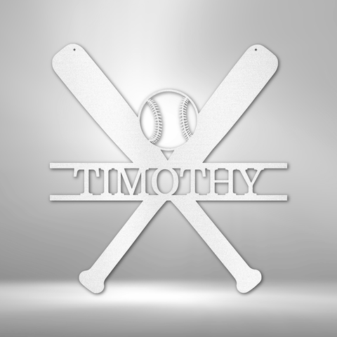 Wall Art, Personalized Baseball Laser Cut Steel Sign, Batter Up - Kubby&Co Worldwide