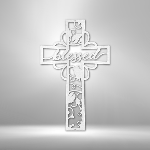 Wall Art, Personalized Laser Cut Superior Steel Signs, Blessed Cross - Kubby&Co Worldwide