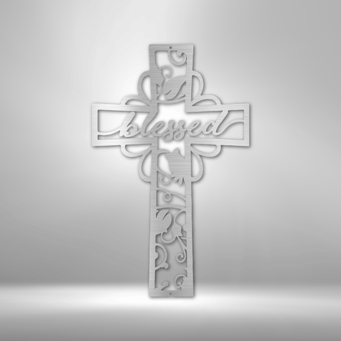 Wall Art, Personalized Laser Cut Superior Steel Signs, Blessed Cross - Kubby&Co Worldwide