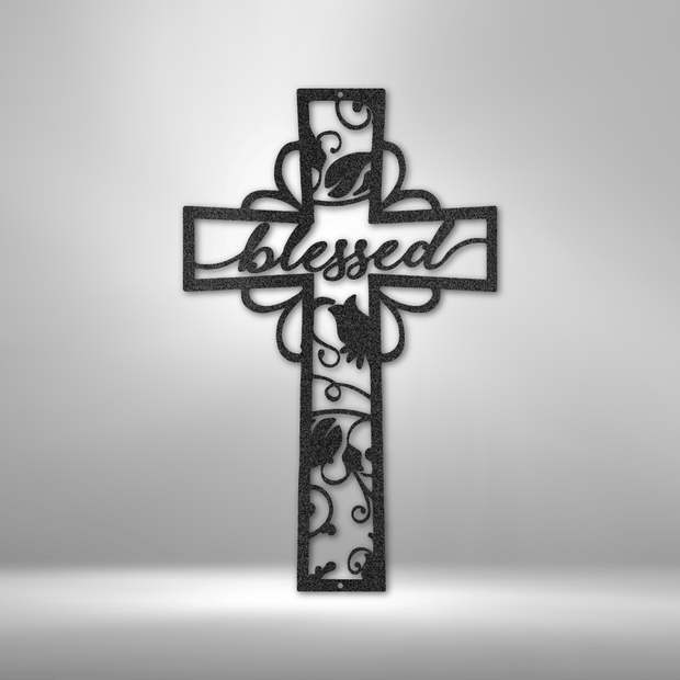 Wall Art, Personalized Laser Cut Superior Steel Signs, Blessed Cross - Kubby&Co Worldwide