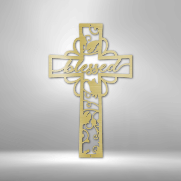 Wall Art, Personalized Laser Cut Superior Steel Signs, Blessed Cross - Kubby&Co Worldwide