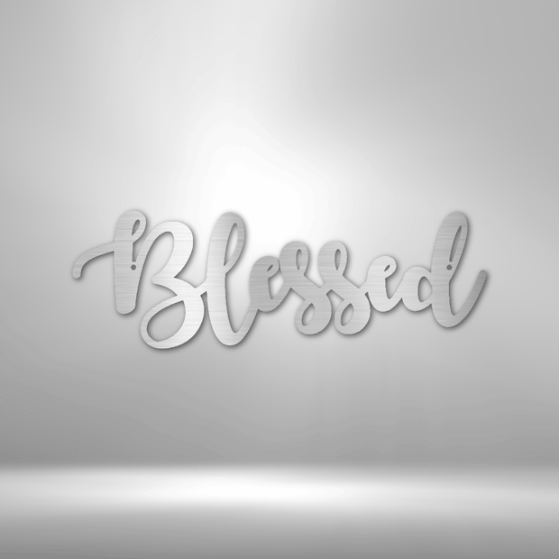 Wall Art, Personalized Laser Cut Superior Steel Signs, Blessed Script - Kubby&Co Worldwide