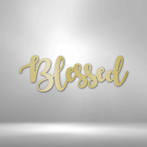 Wall Art, Personalized Laser Cut Superior Steel Signs, Blessed Script - Kubby&Co Worldwide