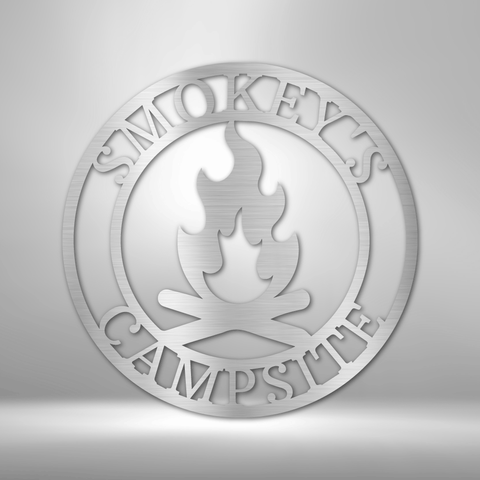 Wall Art, Personalized Laser Cut Steel Signs, Campfire Monogram - Kubby&Co Worldwide