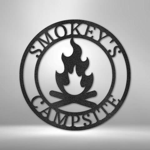 Wall Art, Personalized Laser Cut Steel Signs, Campfire Monogram - Kubby&Co Worldwide