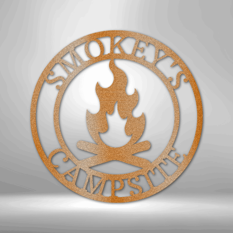 Wall Art, Personalized Laser Cut Steel Signs, Campfire Monogram - Kubby&Co Worldwide