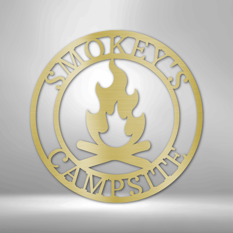 Wall Art, Personalized Laser Cut Steel Signs, Campfire Monogram - Kubby&Co Worldwide