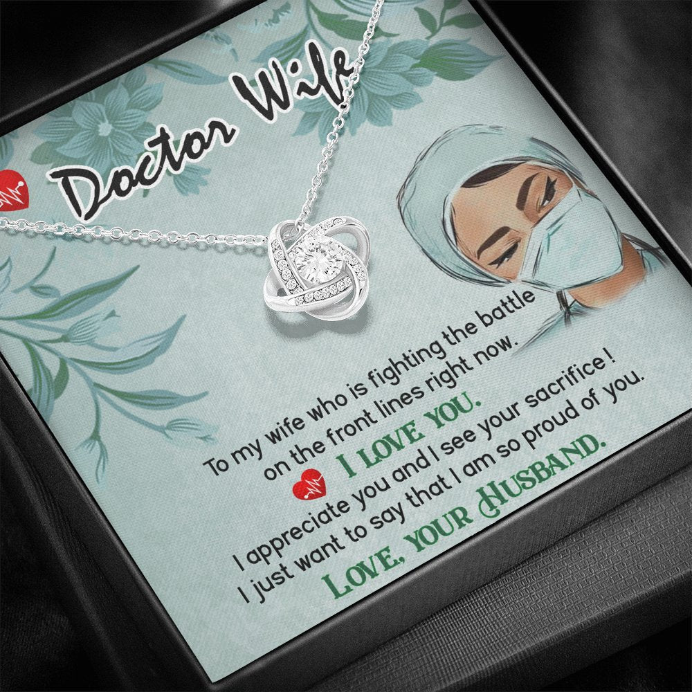 Custom Love Knot Necklace To My Doctor Wife, Difficult Times - Kubby&Co Worldwide