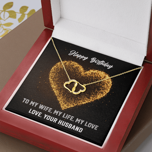 Gold Necklace, 18 Diamonds, Happy Birthday My Darling Wife - Kubby&Co Worldwide