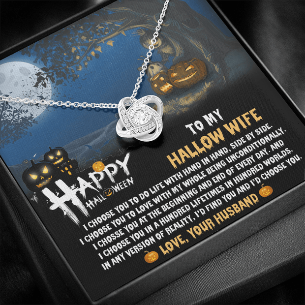 Gold Necklace, Happy Halloween My Wife, Love Knot - Kubby&Co Worldwide