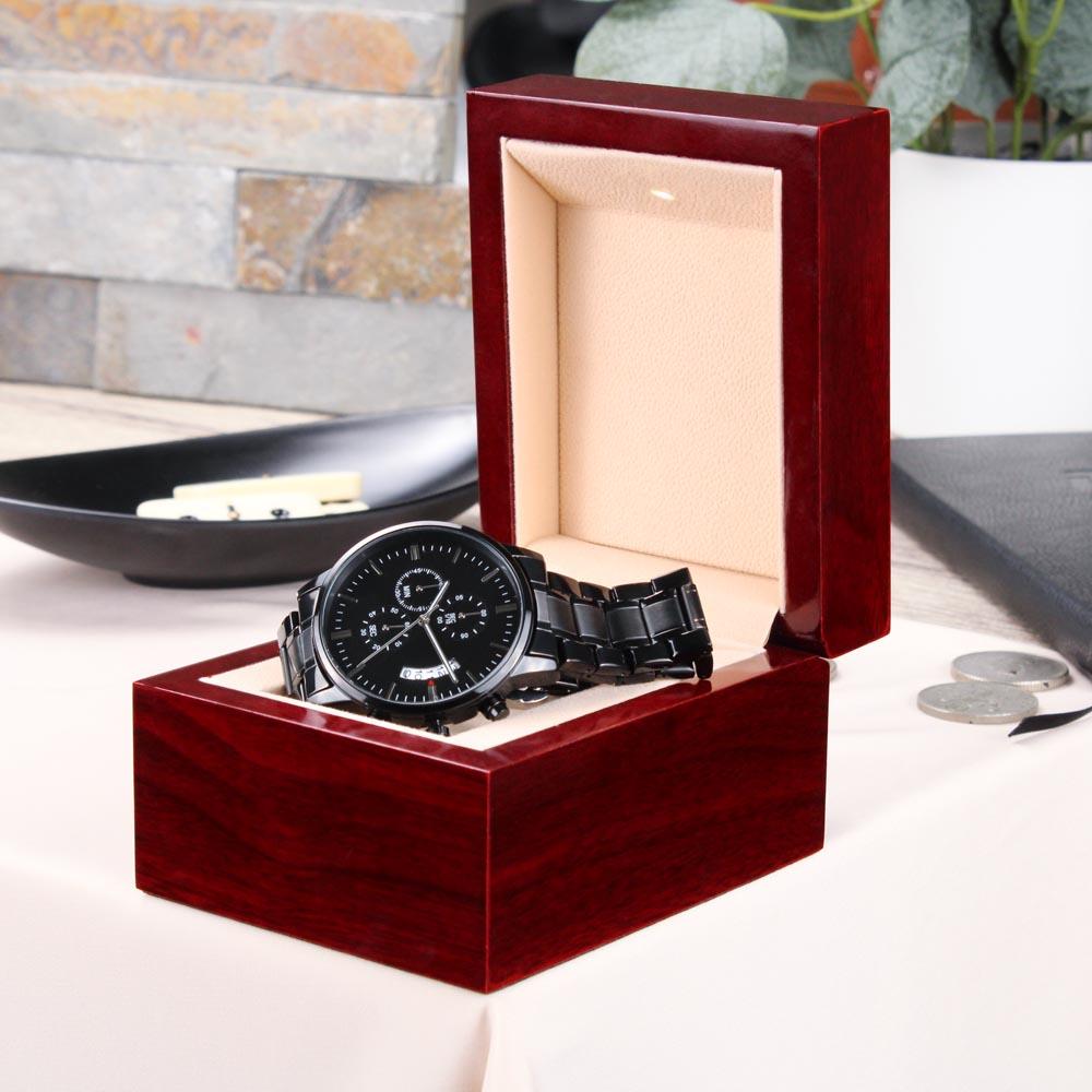 Engraved Chronograph Watch, For Son, Waterproof, Quartz Movement - Kubby&Co Worldwide