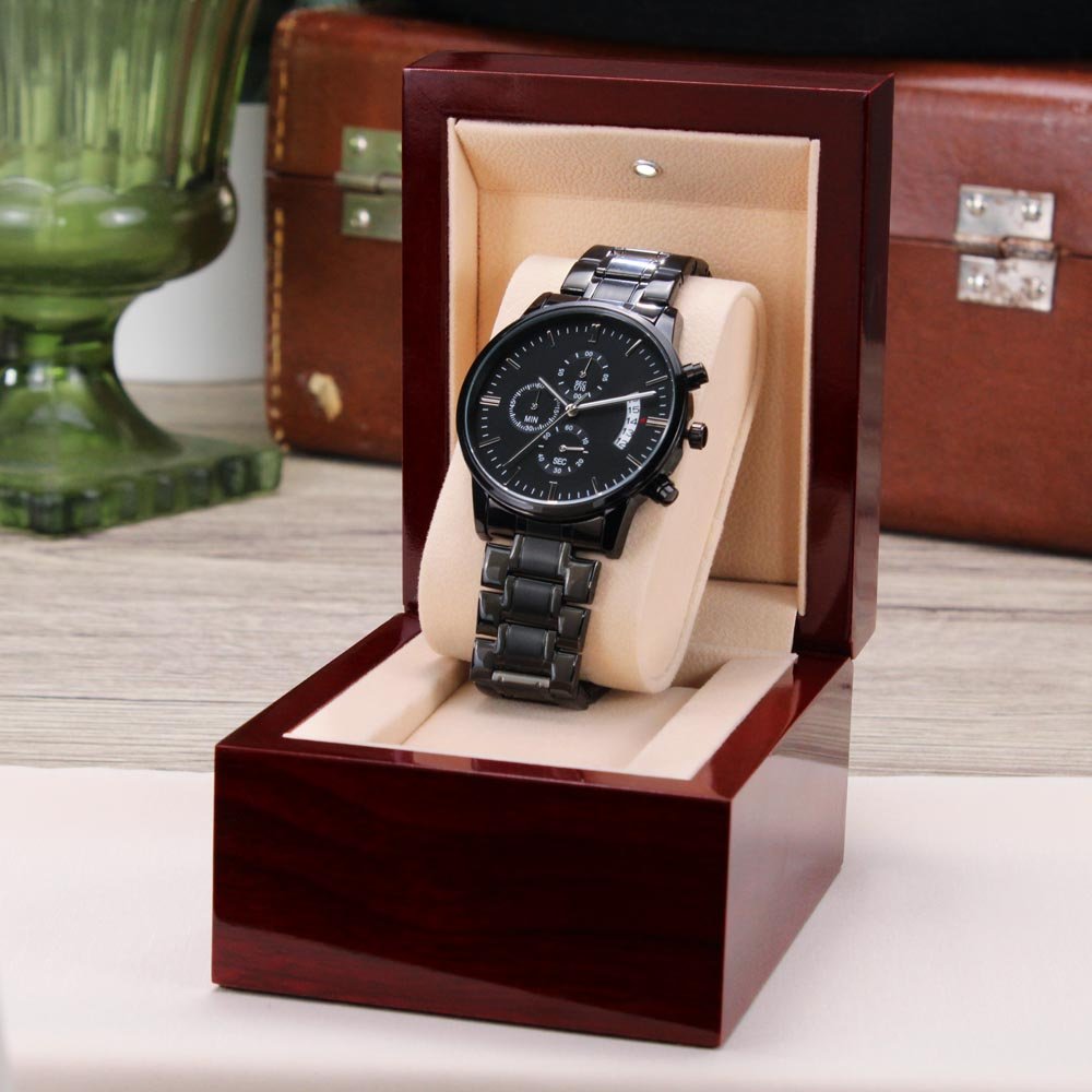 Engraved Chronograph Watch, For Son, Waterproof, Quartz Movement - Kubby&Co Worldwide