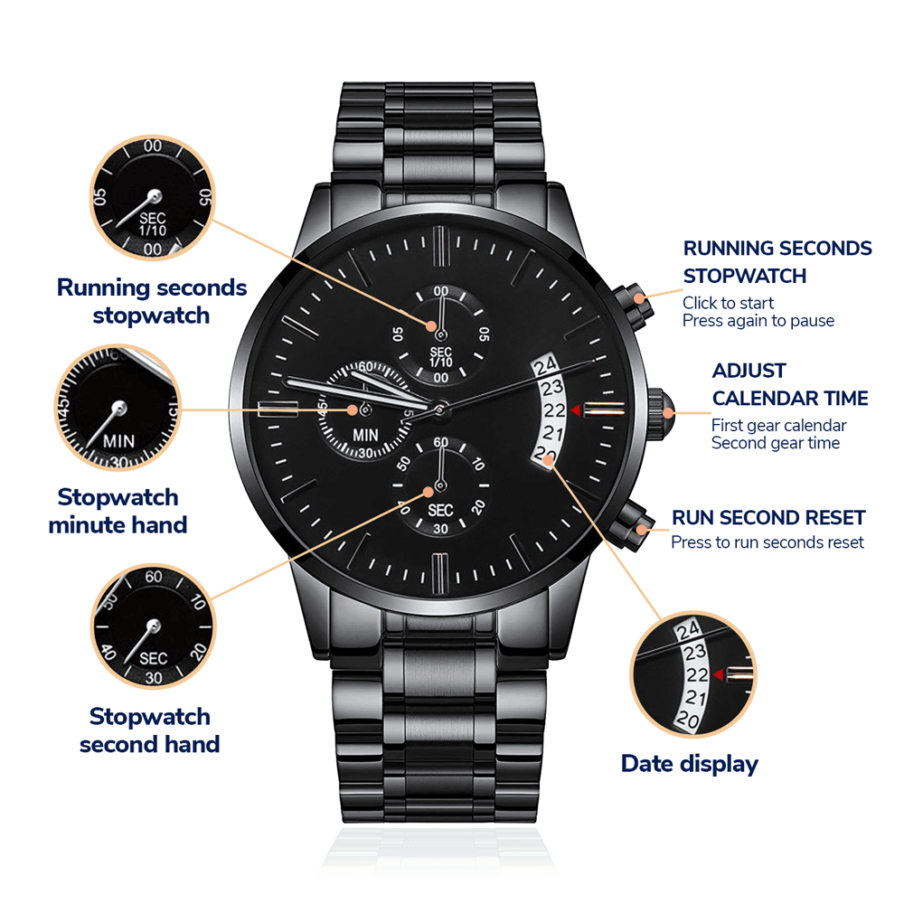 Best Gift For Husband, Engraved Chronograph Quartz Movement Watch - Kubby&Co Worldwide