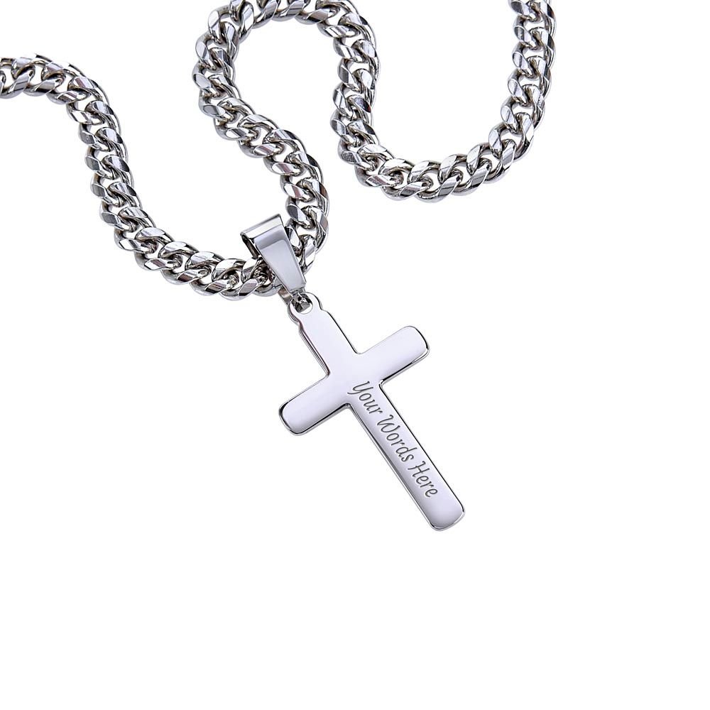 Father's Day Cuban Link Chain Cross Necklace From Daughter - Kubby&Co Worldwide