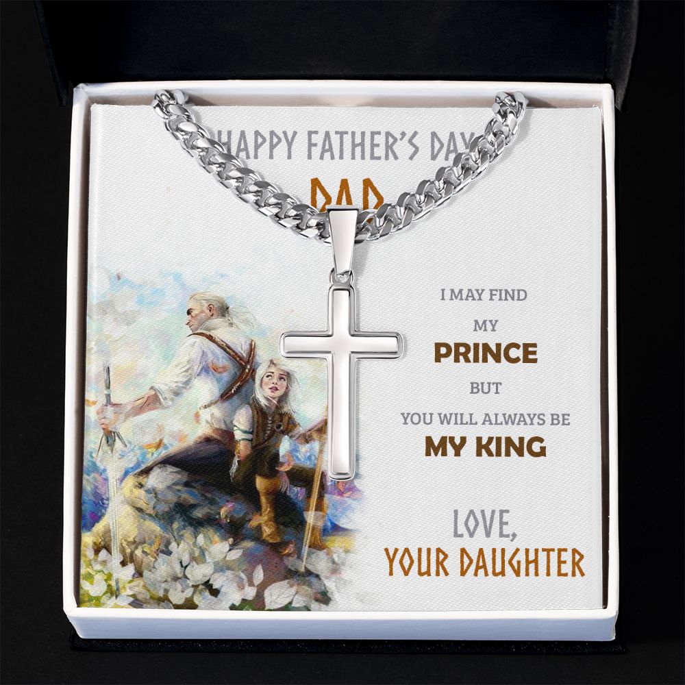 Father's Day Cuban Link Chain Cross Necklace From Daughter - Kubby&Co Worldwide