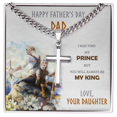 Father's Day, Cuban Link Chain Cross-Necklace, From Daughter - Kubby&Co Worldwide
