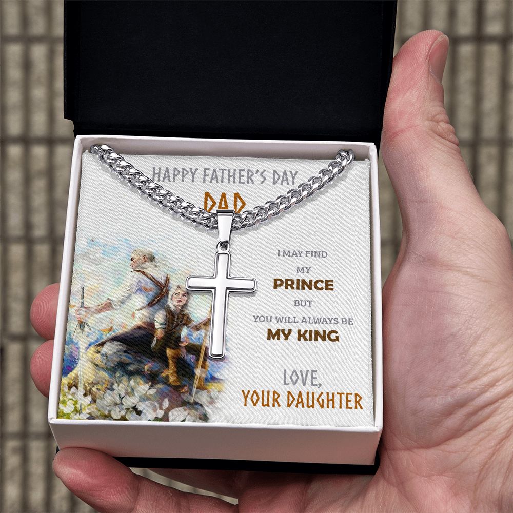 Father's Day Cuban Link Chain Cross Necklace From Daughter - Kubby&Co Worldwide