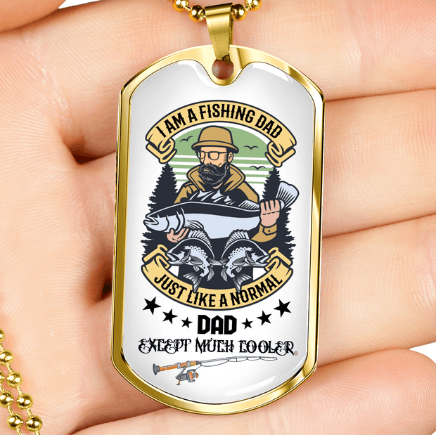 Gift For Dad, Personalized Dog Tag Pendant, Fishing Dads Are Awesome - Kubby&Co Worldwide