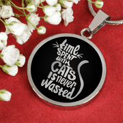 Engraved Gold Necklace, Cat Lovers Pendant, Time Never Wasted - Kubby&Co Worldwide