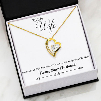 To My Wife Heart to Heart, Pendant Gold Finished Necklace - Kubby&Co Worldwide