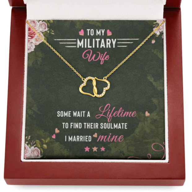 Gold Necklace, 18 Diamonds, My Military Wife, My Soulmate - Kubby&Co Worldwide