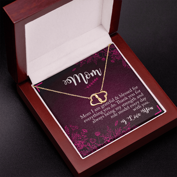 Gold Necklace, 18 Diamonds, Mom I Am Grateful and Blessed - Kubby&Co Worldwide