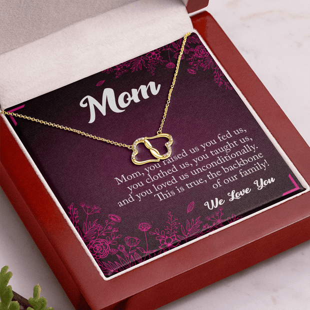 Gold Necklace, 18 Diamonds, Mom You Are The Backbone - Kubby&Co Worldwide