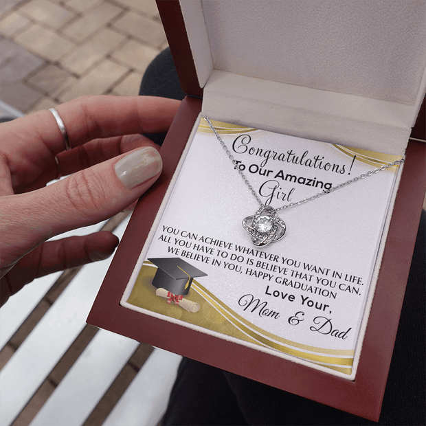 Gold Necklace, Happy Graduation Daughter, Love Mom & Dad - Kubby&Co Worldwide