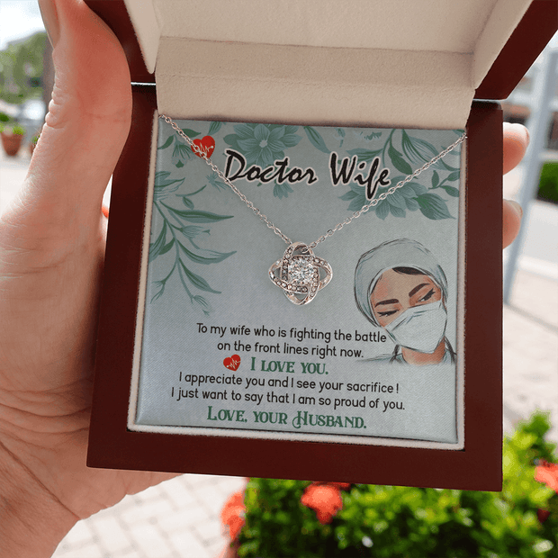 Custom Love Knot Necklace To My Doctor Wife, Difficult Times - Kubby&Co Worldwide